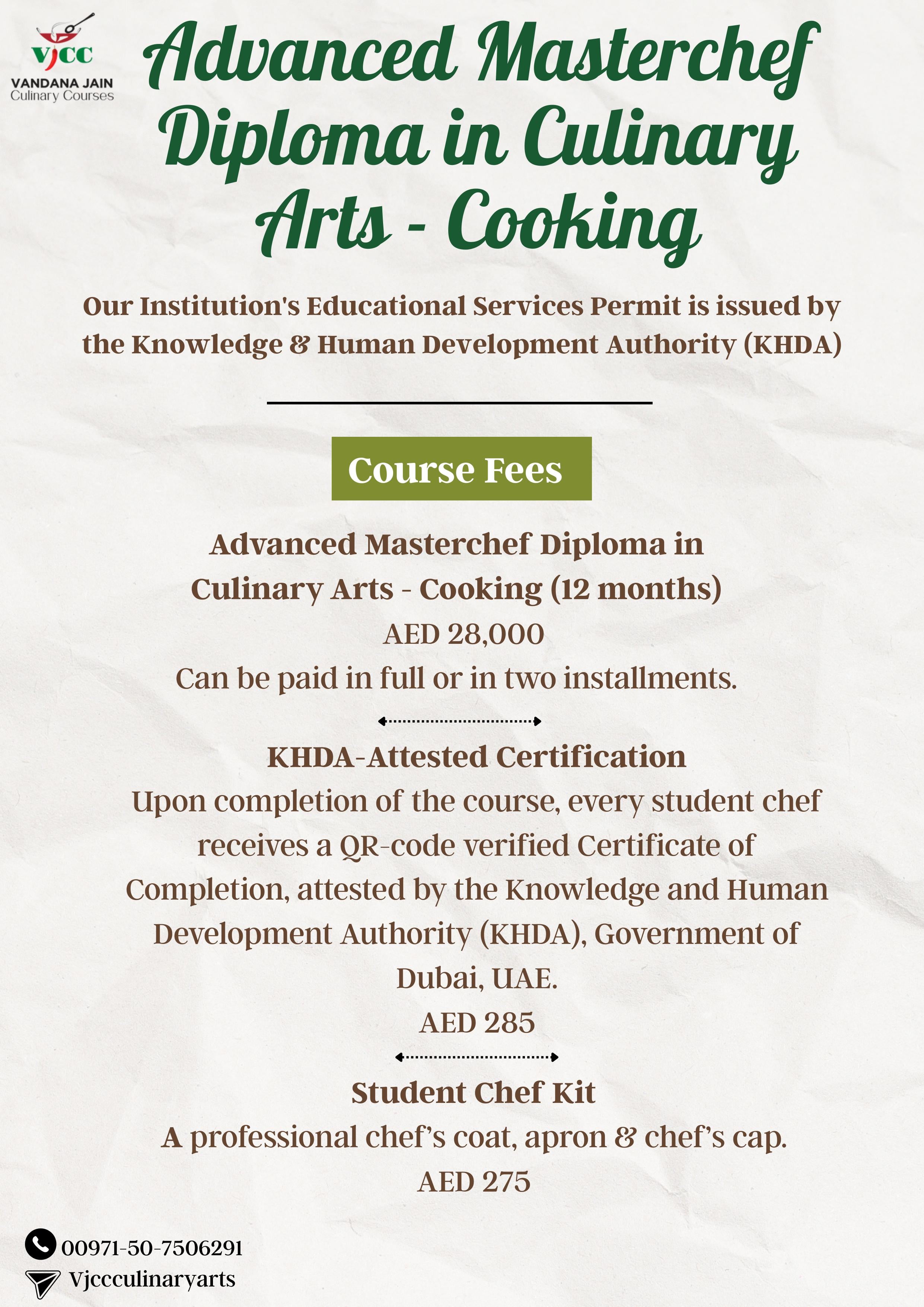 Advanced MasterChef in Culinary Arts - Cooking (12 months)