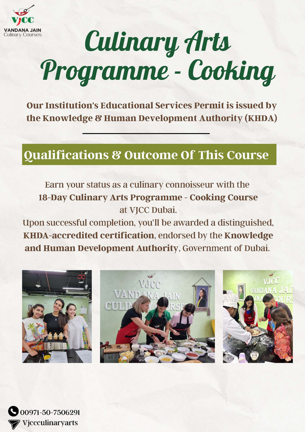 18 Day Culinary Arts Programme-Cooking Course