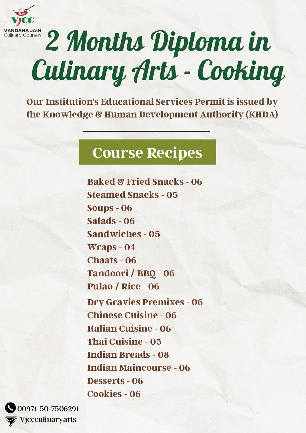 Diploma in Culinary Arts - Cooking (2 months)