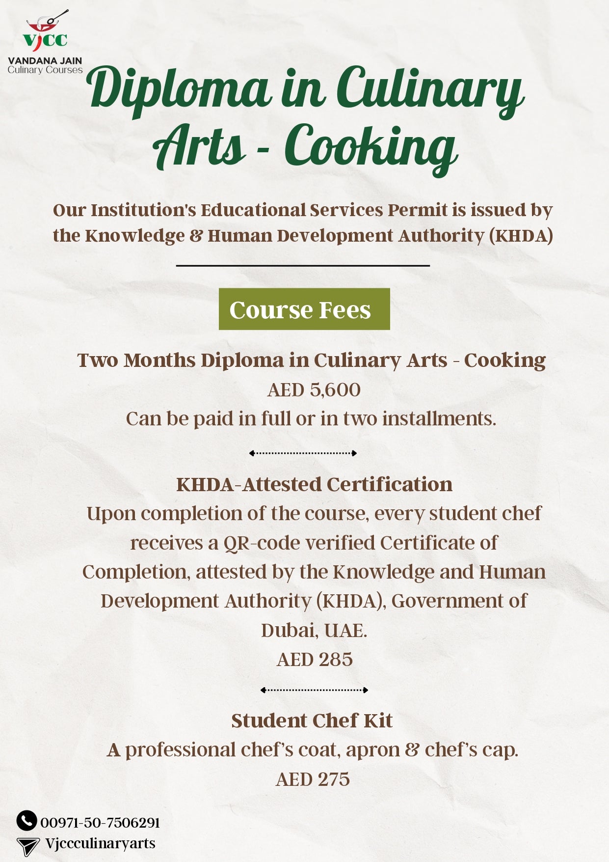 Diploma in Culinary Arts - Cooking (2 months)