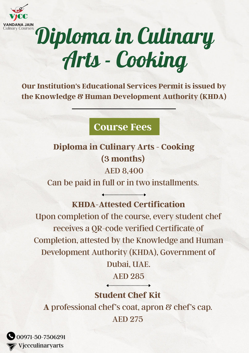 Diploma in Culinary Arts - Cooking (3 months)