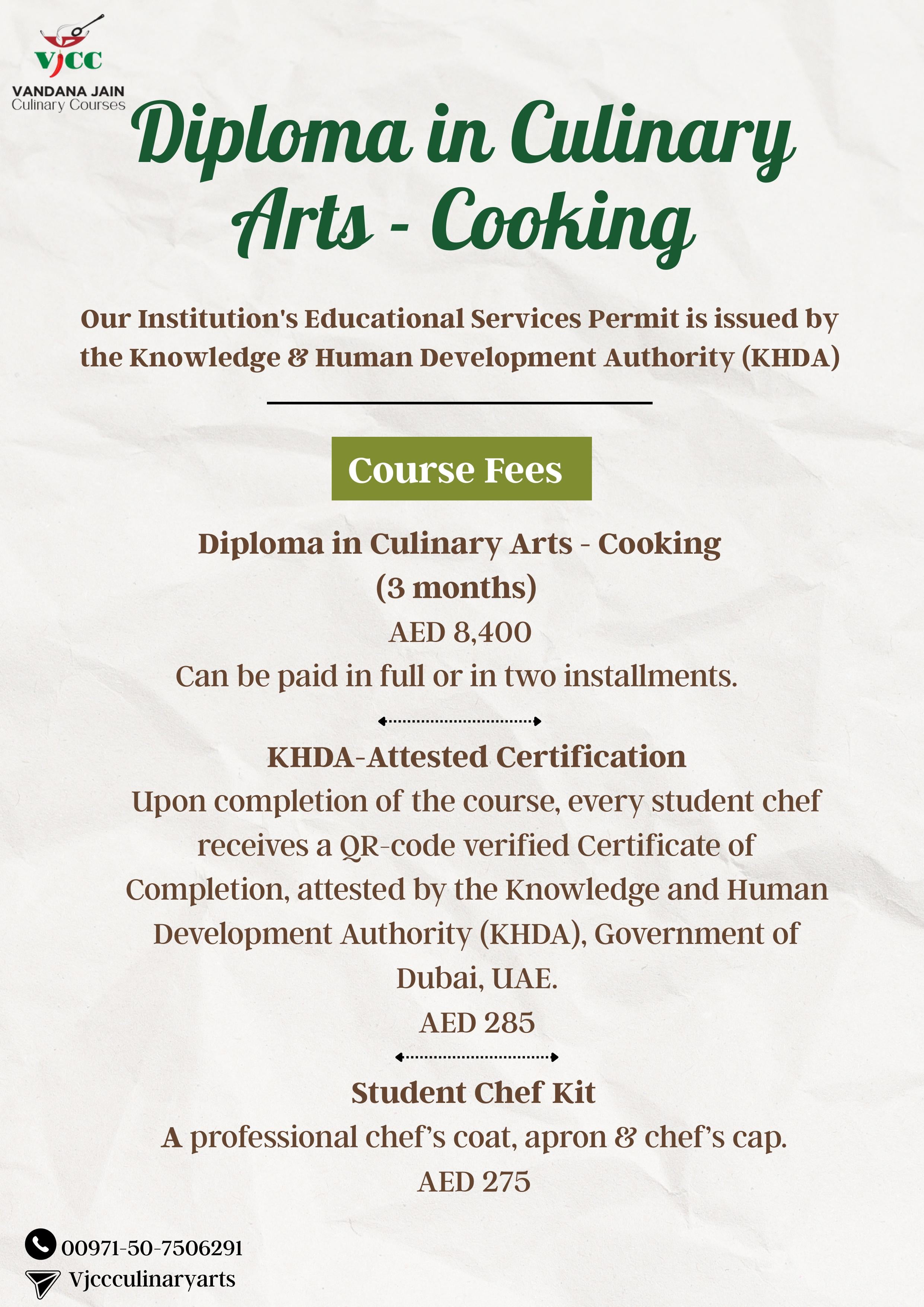Diploma in Culinary Arts - Cooking (3 months)