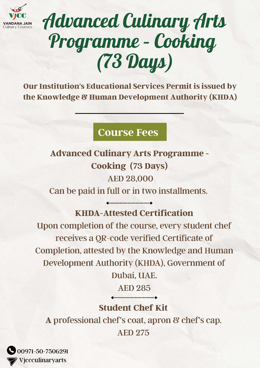 73 Day Advanced Culinary Arts Progamme-Cooking